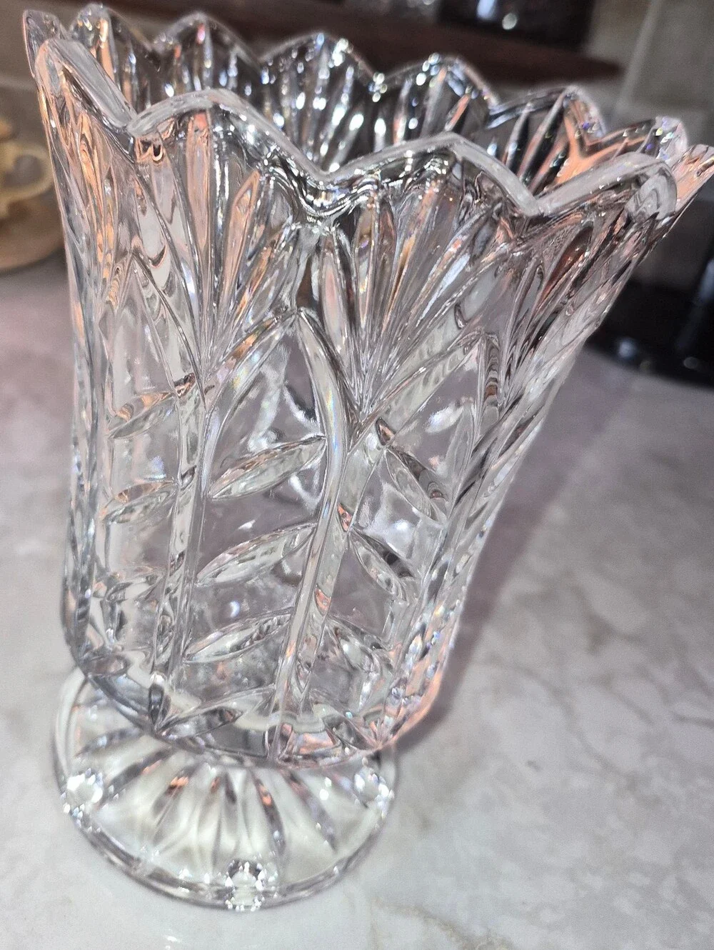 Vintage Fifth Avenue Portico 7.5-Inch Lead Crystal Hurricane Vase/Candle Holder